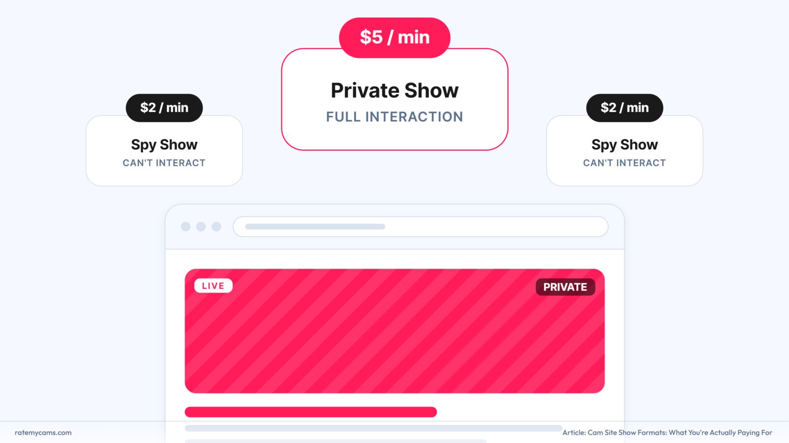Cam site show formats spy vs private