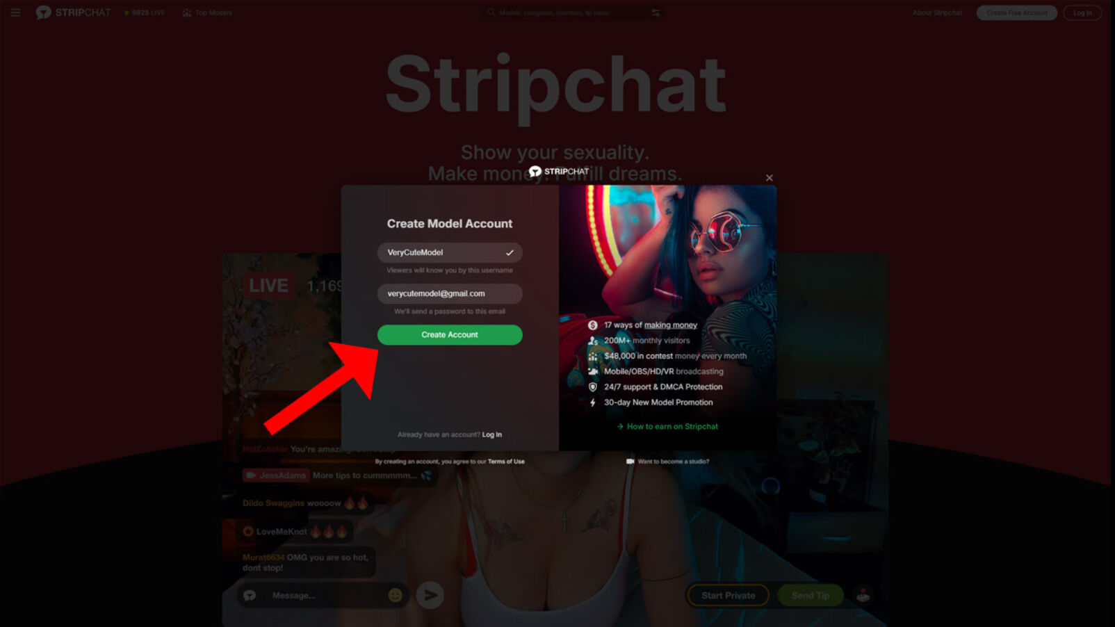 How to become a stripchat model step 2