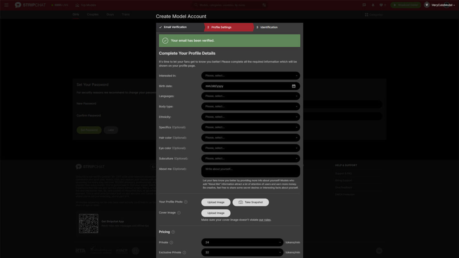 How to become a stripchat model step 4